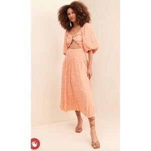 Sovere Mercy Reversible Midi Dress Sz 6 Bubble Sleeve Cutout EUC